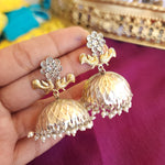 Gomathi dualtone silver alike jhumka earrings