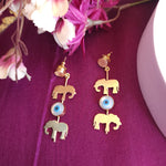 Evil eye elephant contemporary earrings