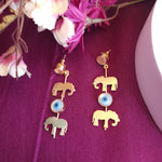 Evil eye elephant contemporary earrings