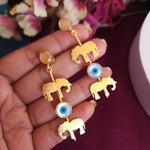 Evil eye elephant contemporary earrings