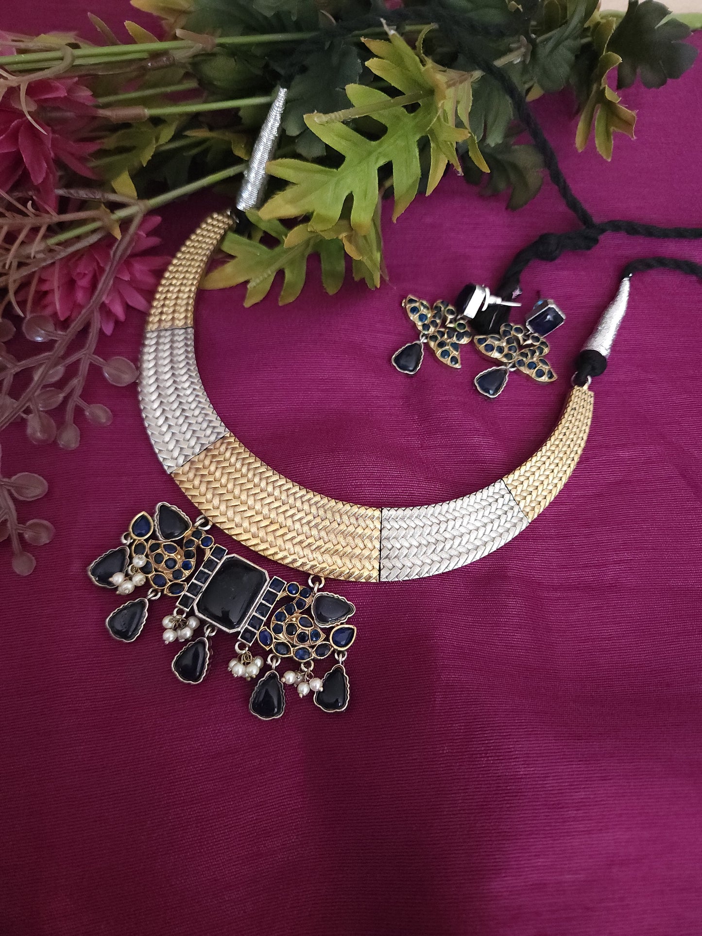 Alicia dualtone hasli necklace set