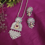 Amora dualtone silver alike necklace set
