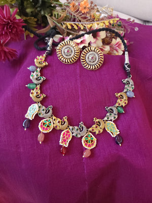 Amora silver alike fusion necklace set