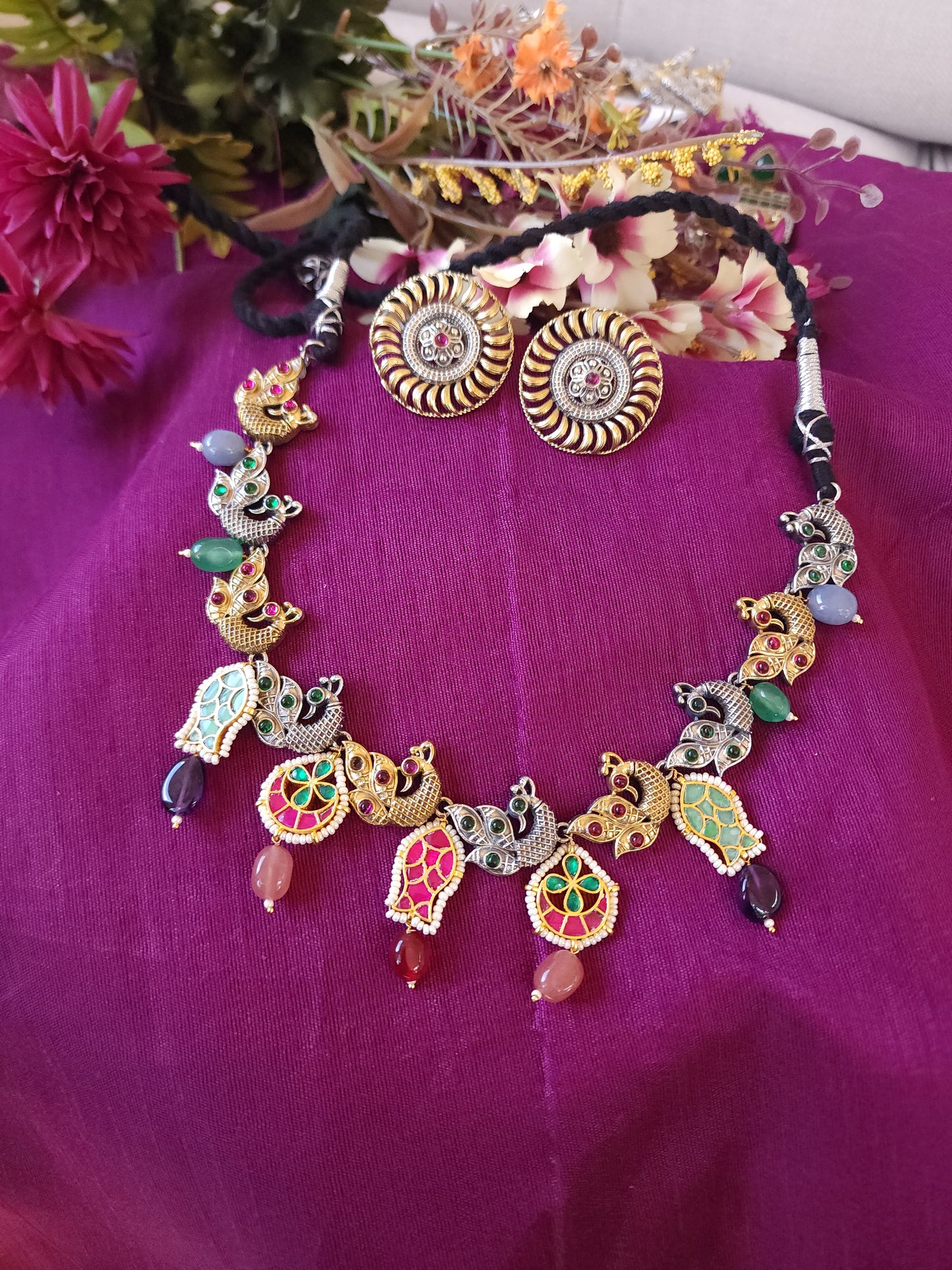 Amora silver alike fusion necklace set