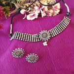 Alaya silveralike choker necklace set