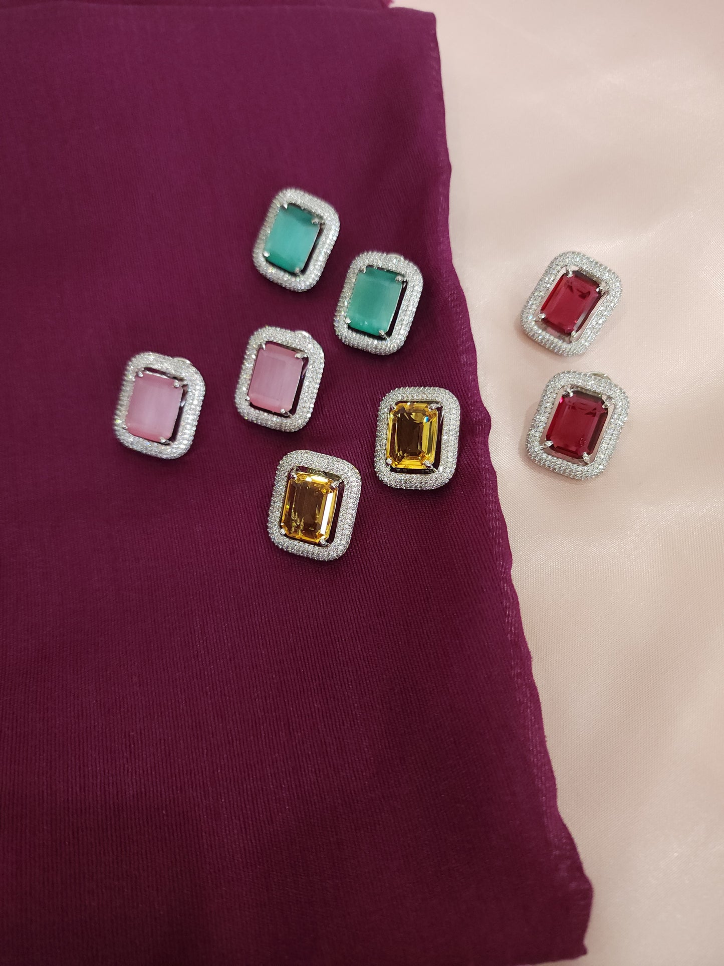 Charlette doublet cz stud  earrings