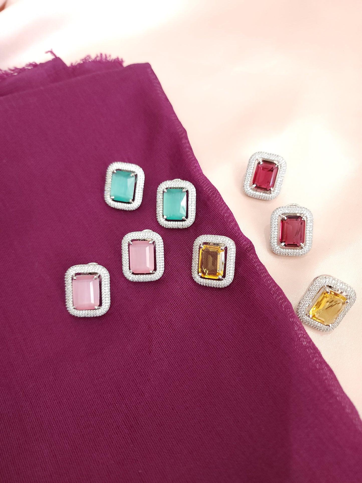 Charlette doublet cz stud  earrings