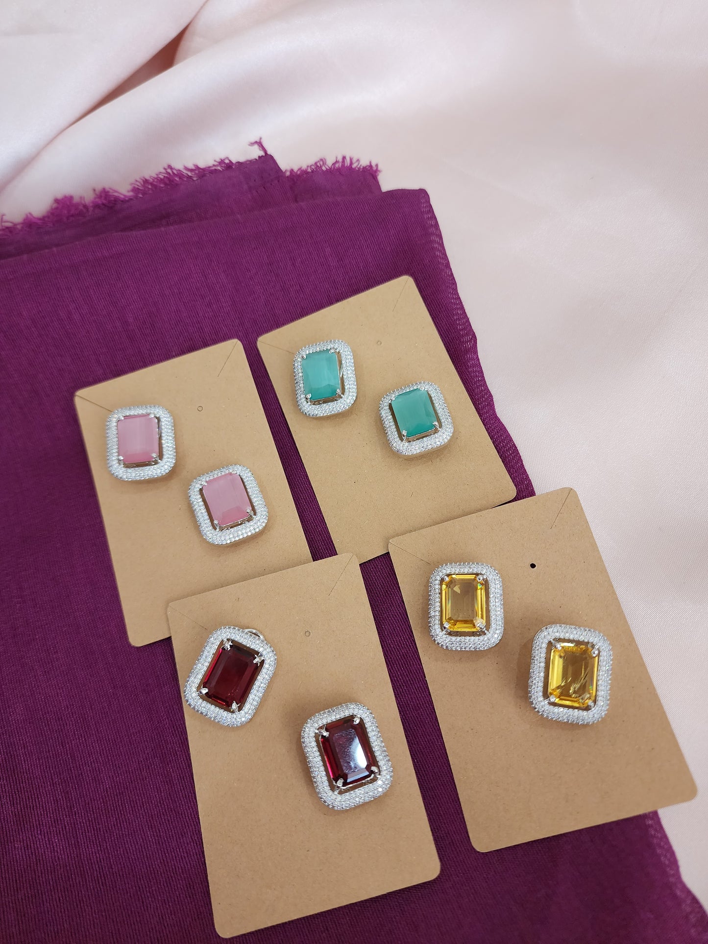 Charlette doublet cz stud  earrings