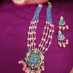 Victorian polki two tone haram necklace with earrings