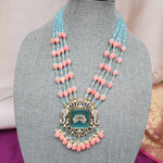 Victorian polki two tone haram necklace with earrings