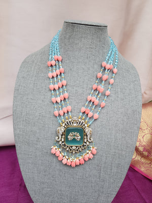 Victorian polki two tone haram necklace with earrings