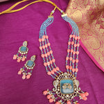 Victorian polki two tone haram necklace with earrings