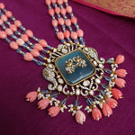 Victorian polki two tone haram necklace with earrings