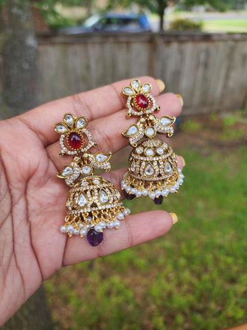Victorian polki jhumka earrings