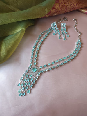 Natasha 2 layer cz necklace set