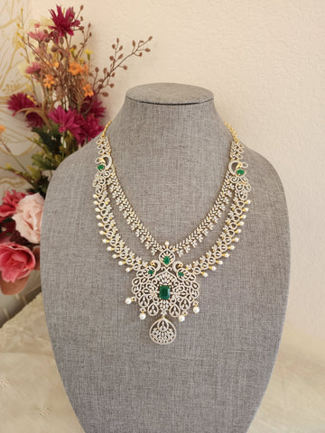 Vinnathi CZ 2 layer diamond replica necklace set