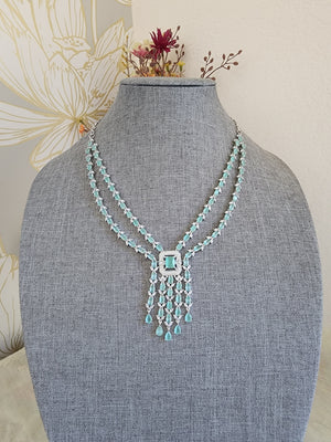 Natasha 2 layer cz necklace set