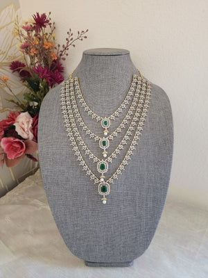 Vinnathi CZ 2 layer diamond replica necklace set