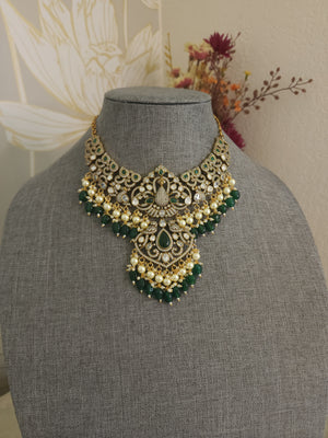 Victorian polki peacock necklace with earrings