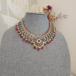 Victorian polki two tone necklace with earrings