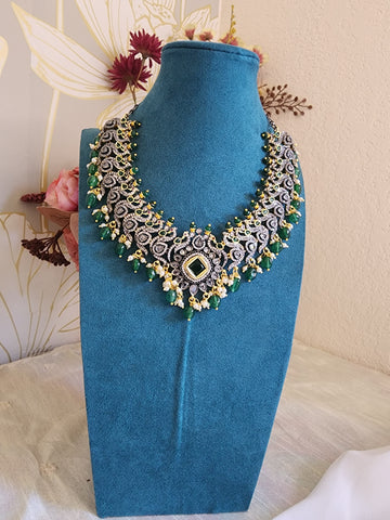 Victorian polki two tone necklace with earrings