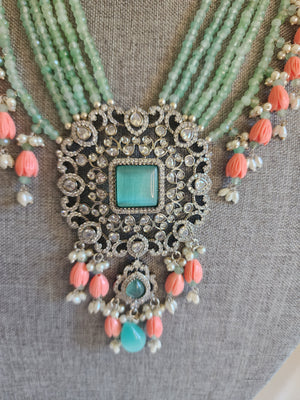 Victorian polki necklace with earrings