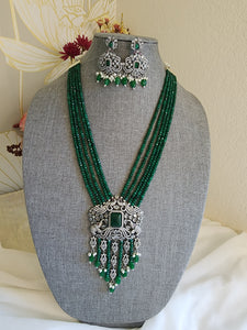 Victorian polki and cz necklace with earrings
