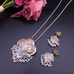 Amora dualtone silver alike necklace set