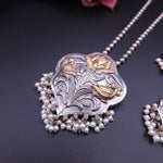 Amora dualtone silver alike necklace set