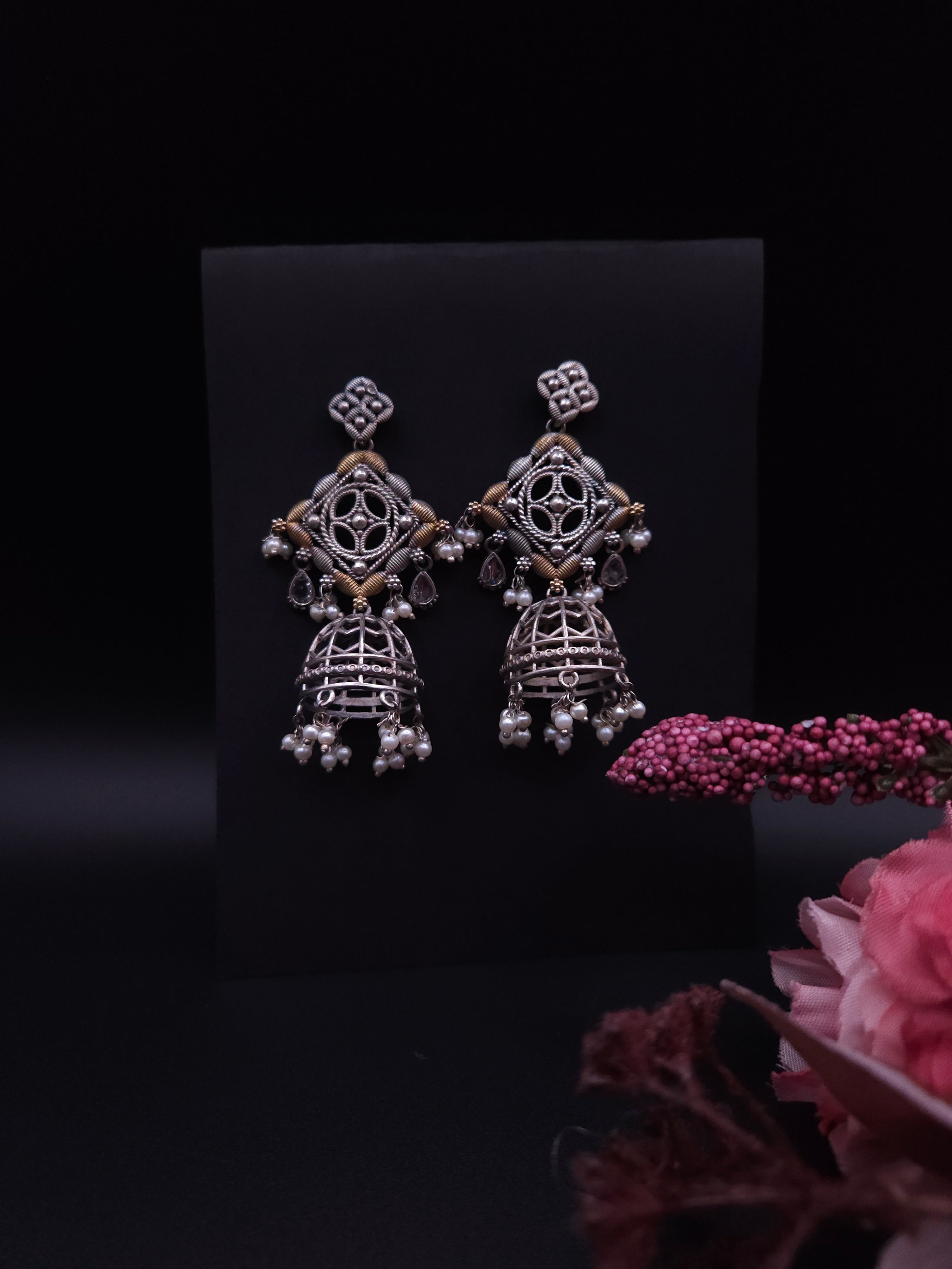 Aastha dualtone jhumka earrings