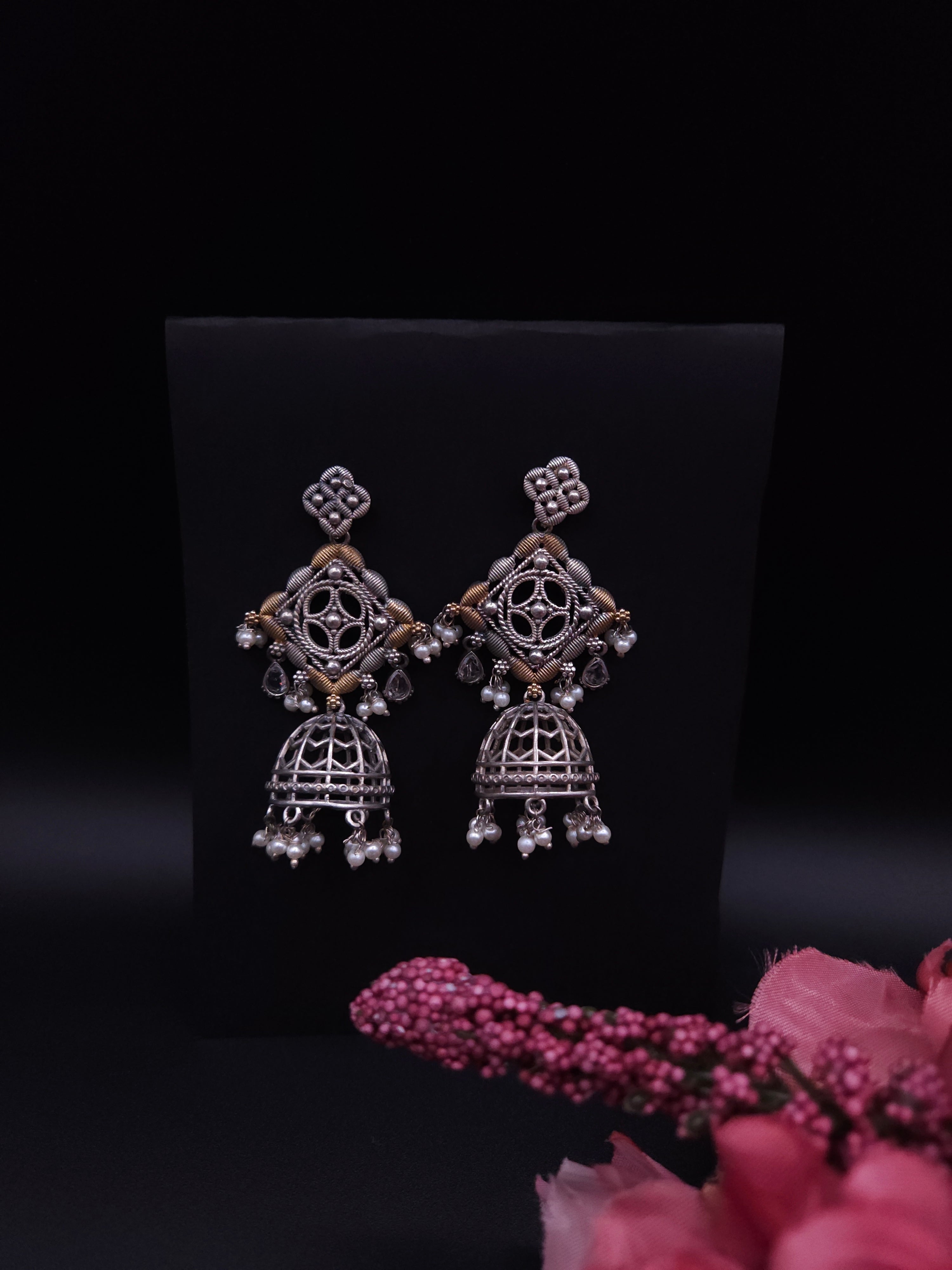 Aastha dualtone jhumka earrings