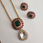 Aarvi jadau kundan polki necklace set