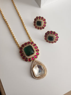 Aarvi jadau kundan polki necklace set