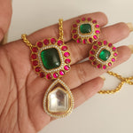 Aarvi jadau kundan polki necklace set