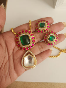 Aarvi jadau kundan polki necklace set