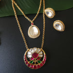 Aarvi jadau kundan polki 2 layer necklace set