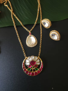 Aarvi jadau kundan polki 2 layer necklace set