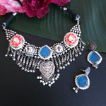Adithi 925 silver polish fusion necklace set