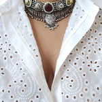 Adithi 925 silver polish fusion necklace set