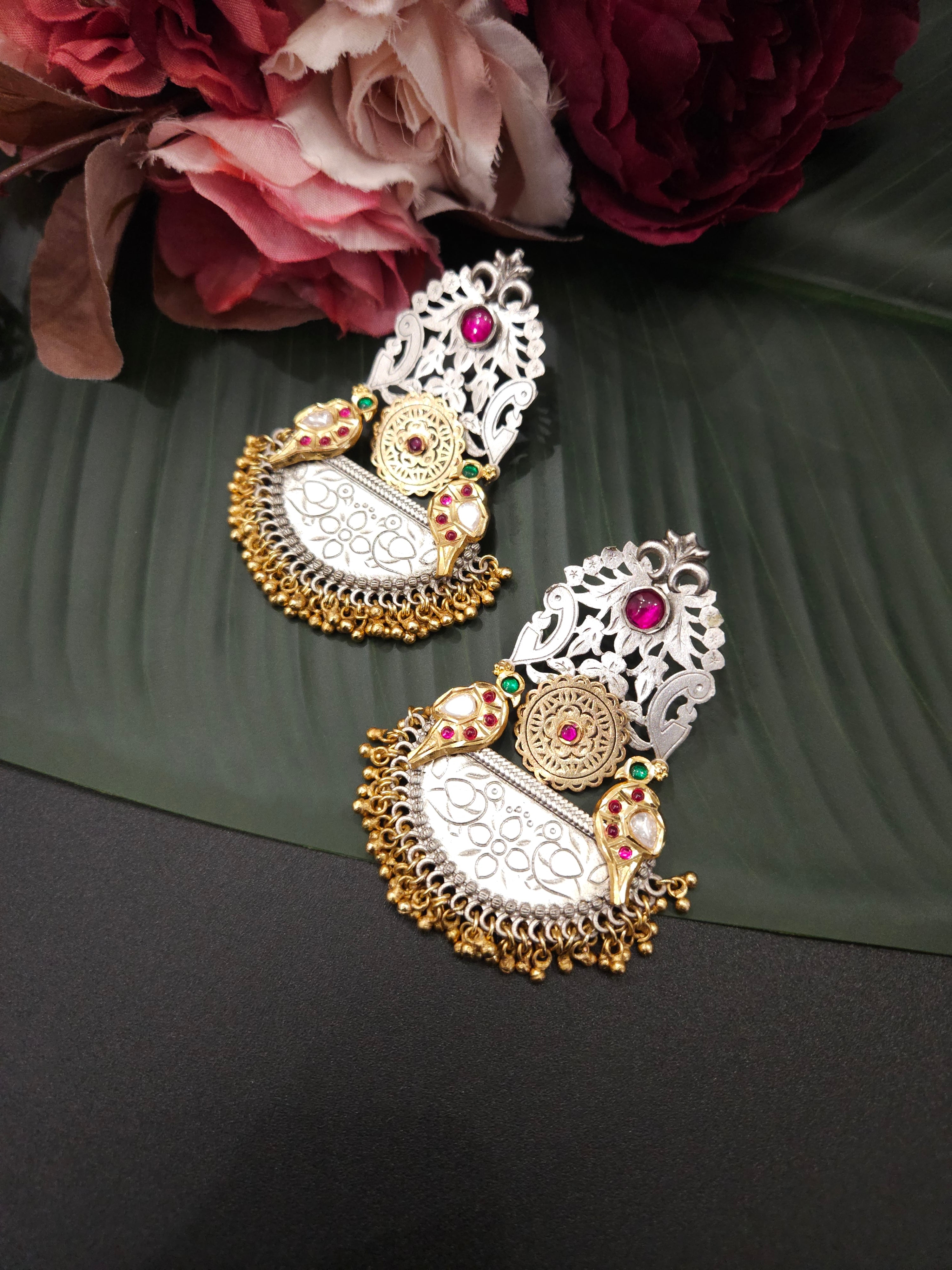 925 silver polish fusion jhumka earrings