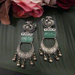 Mogul natural stone silver alike earrings