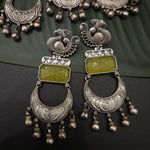 Mogul natural stone silver alike earrings