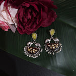 Mogul natural stone silver alike earrings