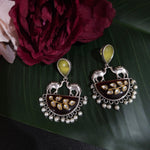 Mogul natural stone silver alike earrings
