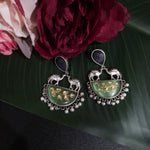 Mogul natural stone silver alike earrings