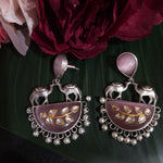 Mogul natural stone silver alike earrings