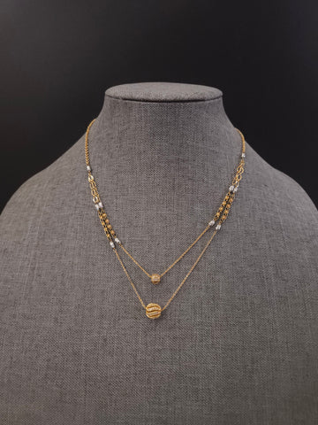 Bruh Gold plated black bead necklace