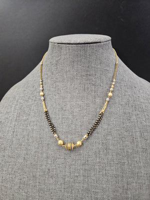 Bruh Gold plated black bead necklace