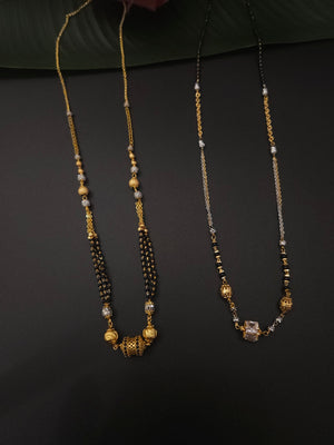 Bruh Gold plated black bead necklace