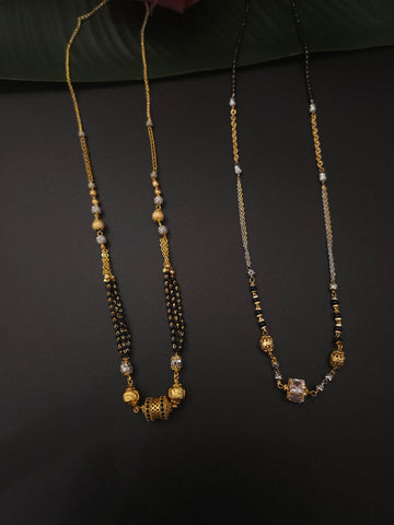 Bruh Gold plated black bead necklace
